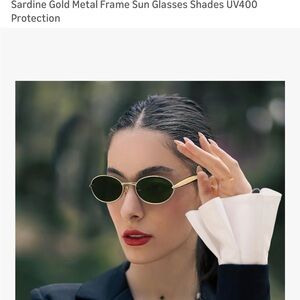 Gold Frame Sunglasses with Green Lenses - Women Accessories new